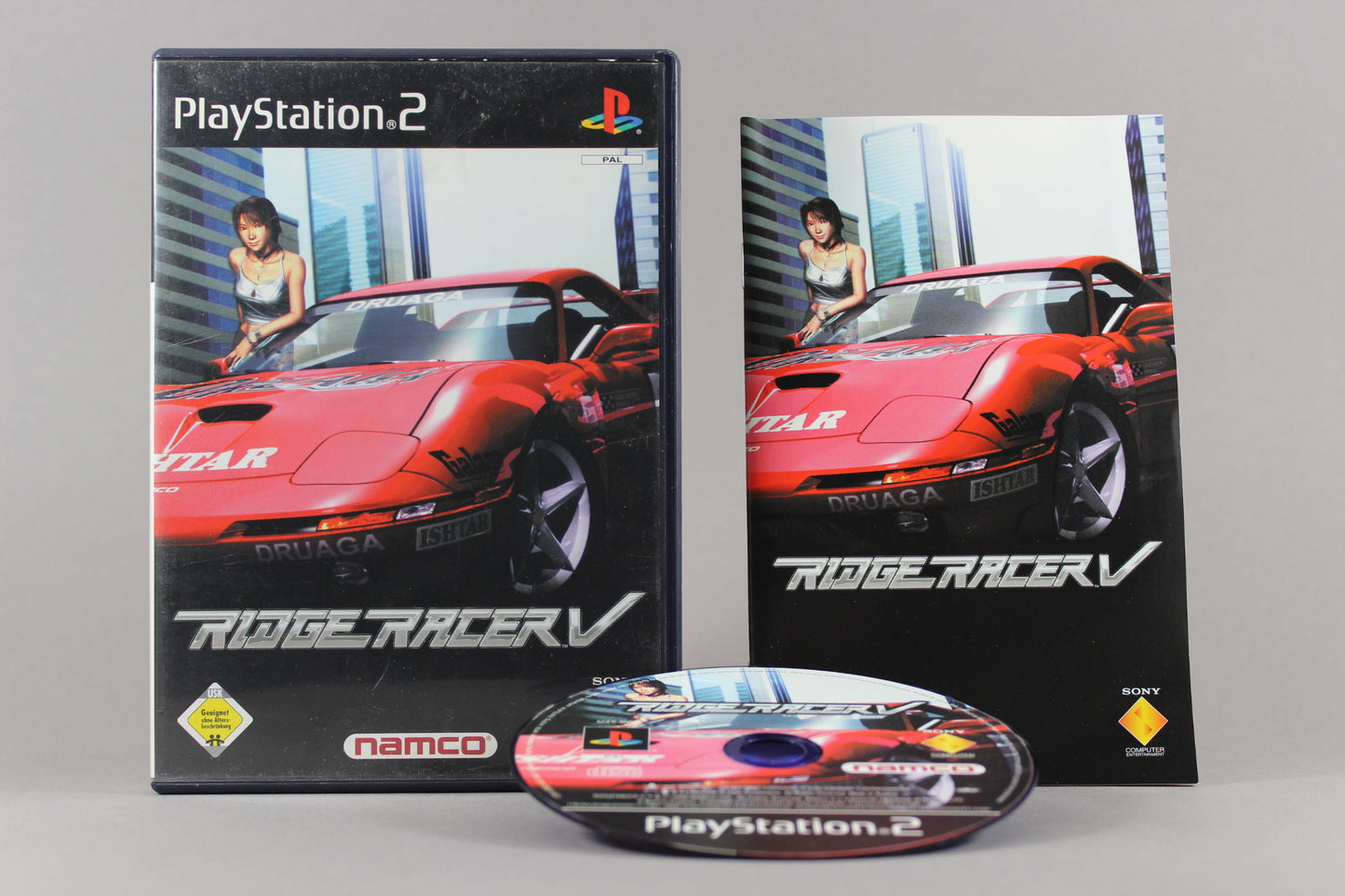 PlayStation 2 Videospiel Ridge Racer V Hülle mit Anleitung und Disc