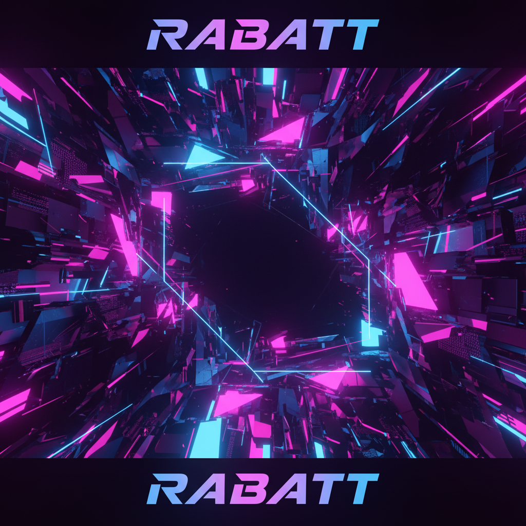 Rabatt Bild im Neo-Stil mit Text RABATT oben und unten