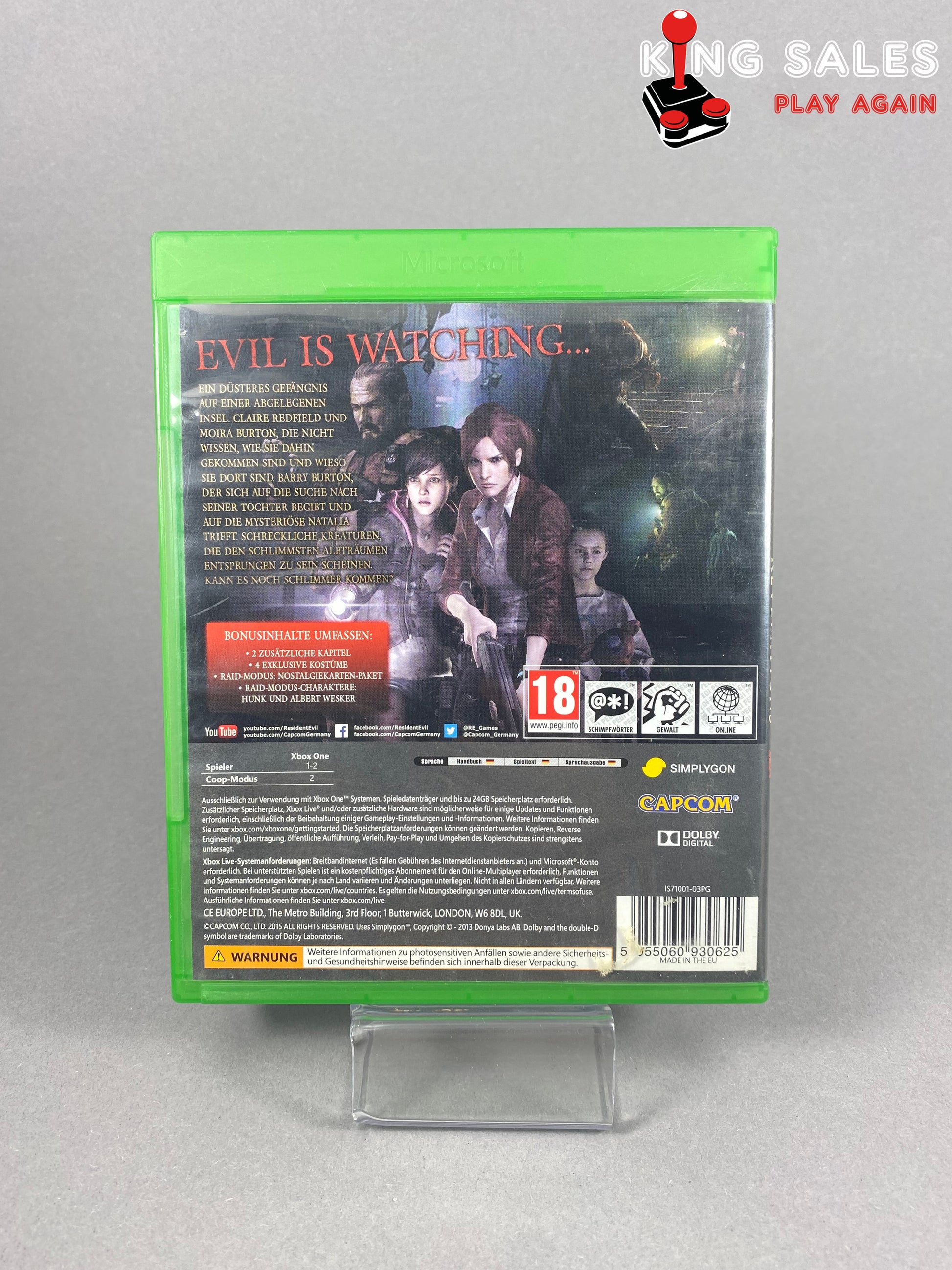 Xbox One Videospiel Resident Evil Revelation 2 Cover von hinten