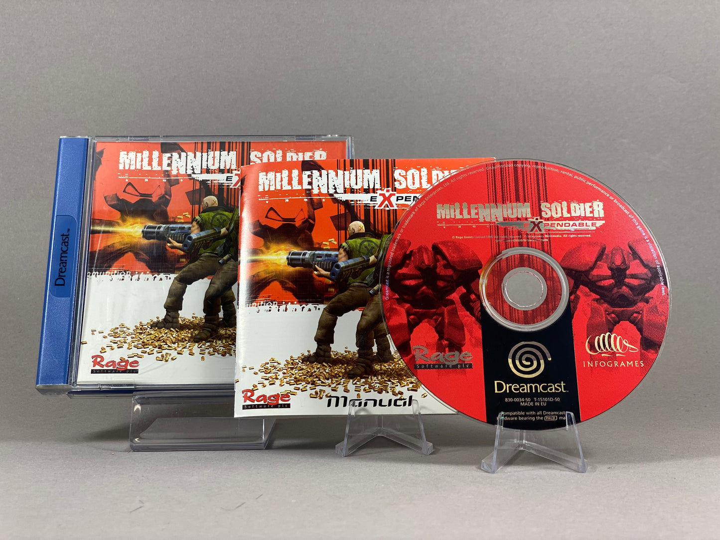 Sega Dreamcast Videospiel Millenium Soldier Hülle mit Anleitung und Disc