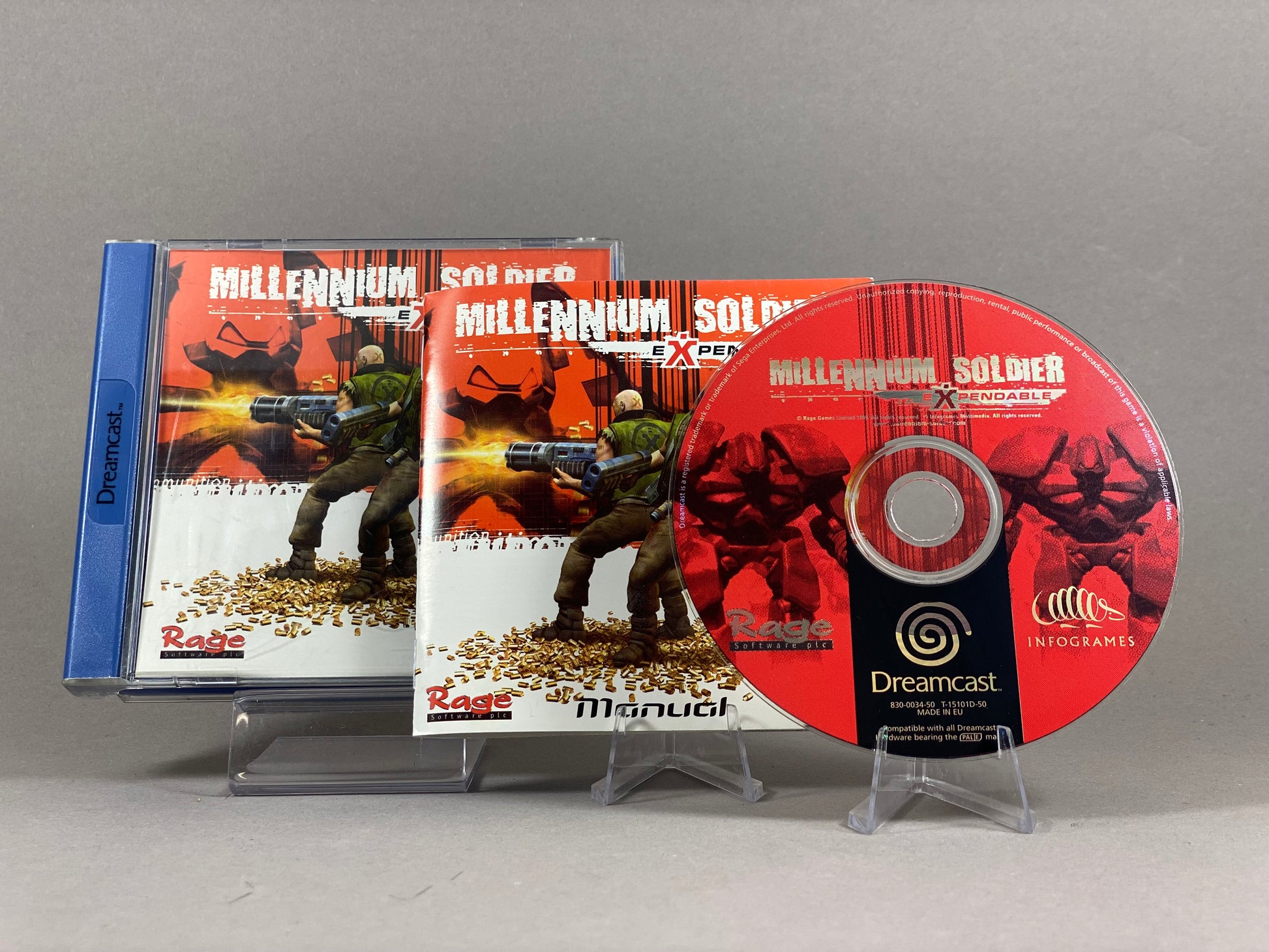 Sega Dreamcast Videospiel Millenium Soldier Hülle mit Anleitung und Disc