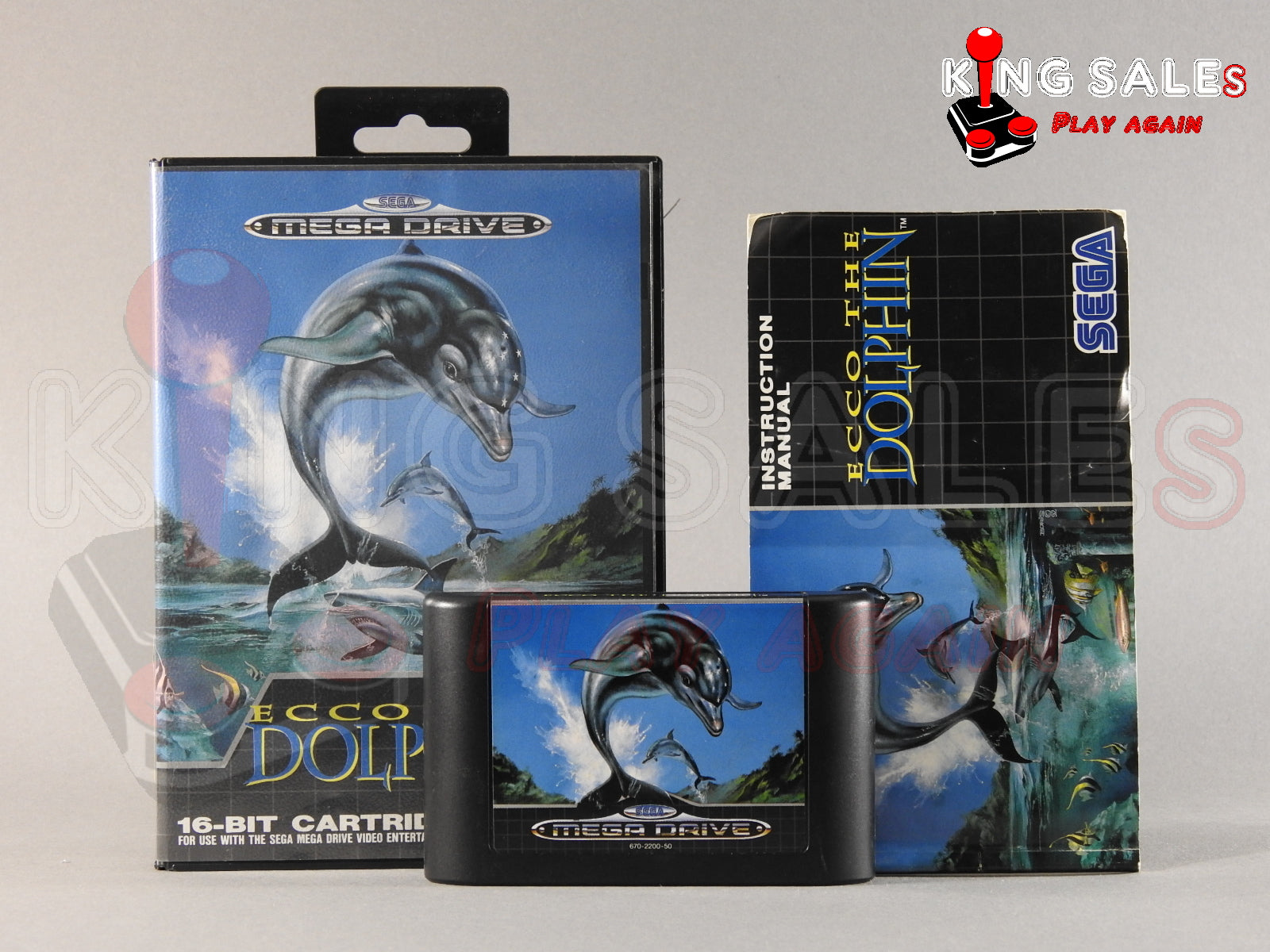 Sega Mega Drive Videospiel Ecco the Dolphin Hülle mit Anleitung und Modul