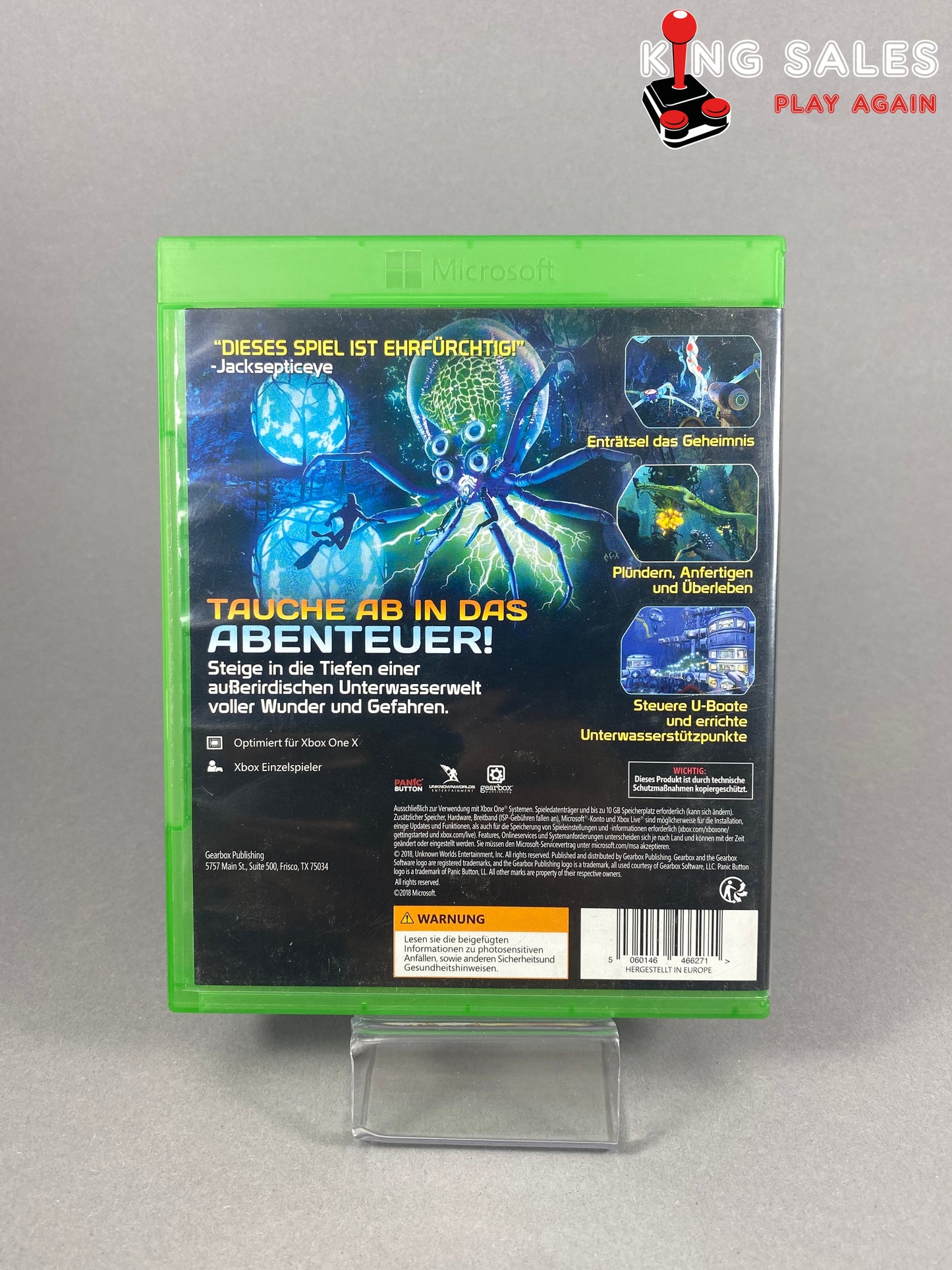 Xbox One Videospiel Subnautica Cover von hinten