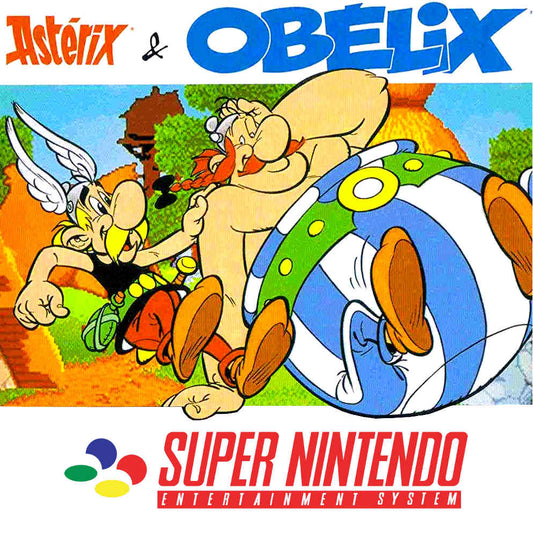 Super Nintendo Videospiel Asterix & Obelix Modul von vorne in gutem Zustand