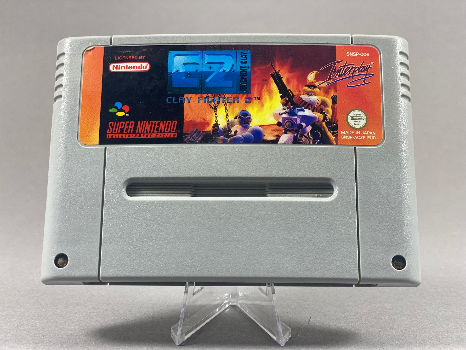 Super Nintendo Videospiel Clay Fighter 2 Modul von vorne