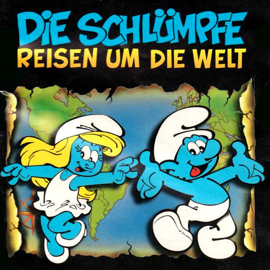 Super Nintendo Videospiel Die Schlümpfe Reise umd die Welt Modul von vorne