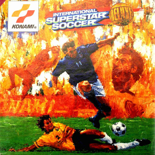 Super Nintendo Videospiel International Superstar Soccer Deluxe Modul von vorne