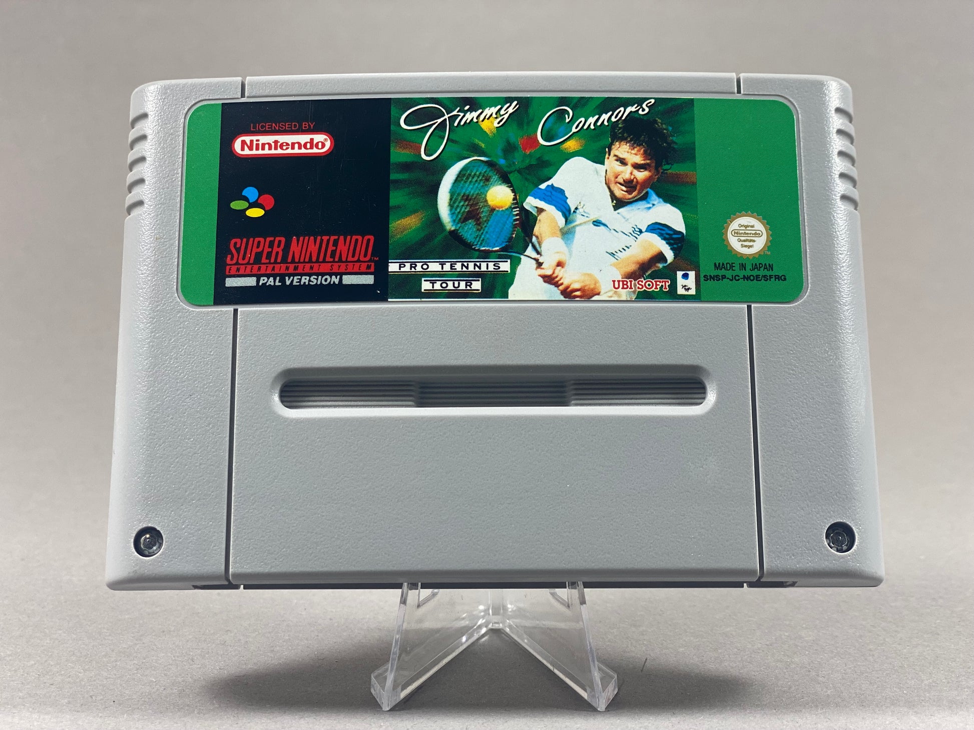 Super Nintendo Videospiel Jimmy Connors Pro Tennis Tour Modul von vorne