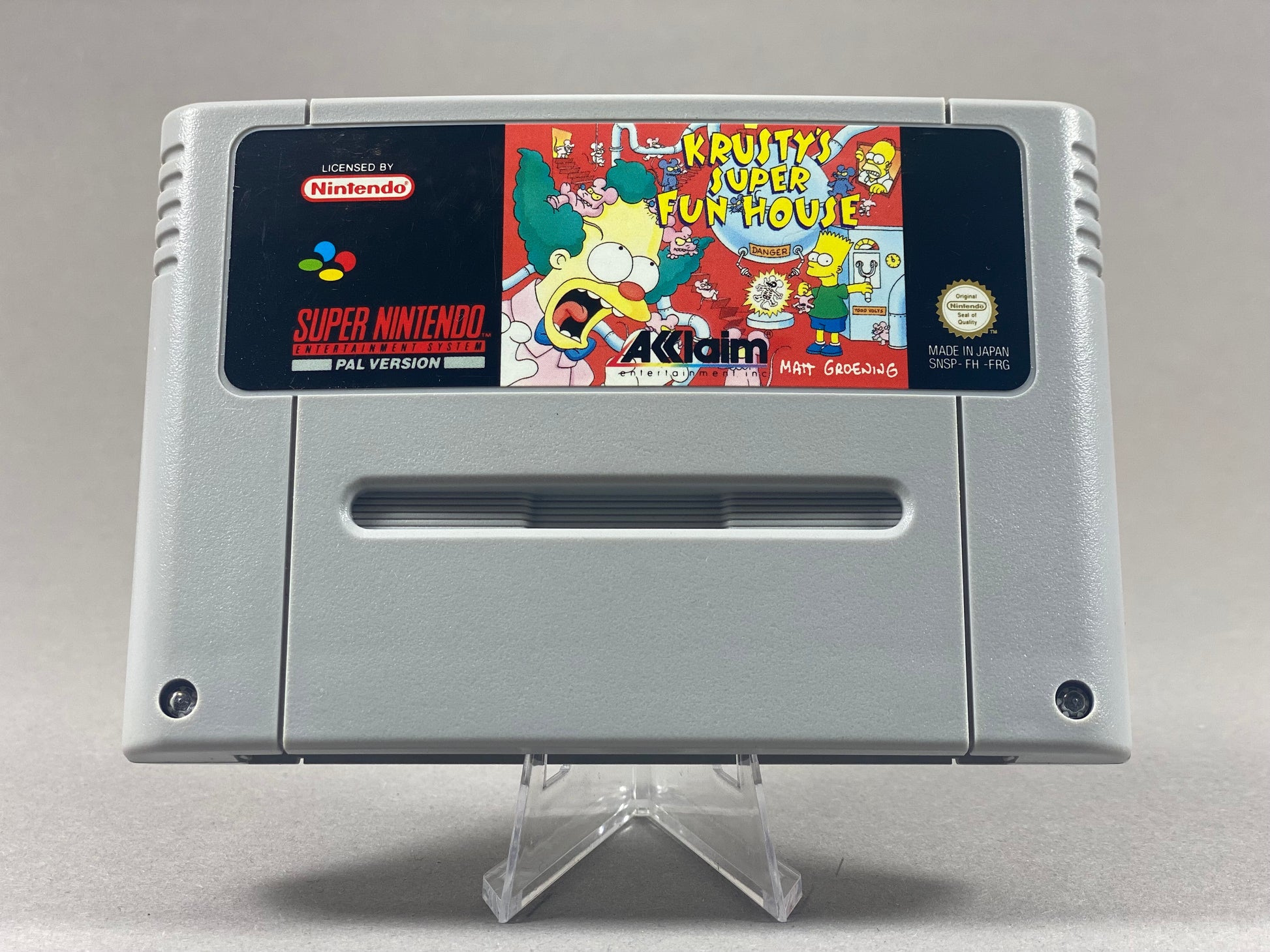 Super Nintendo Videospiel Krustys Super Fun House Modul von vorne