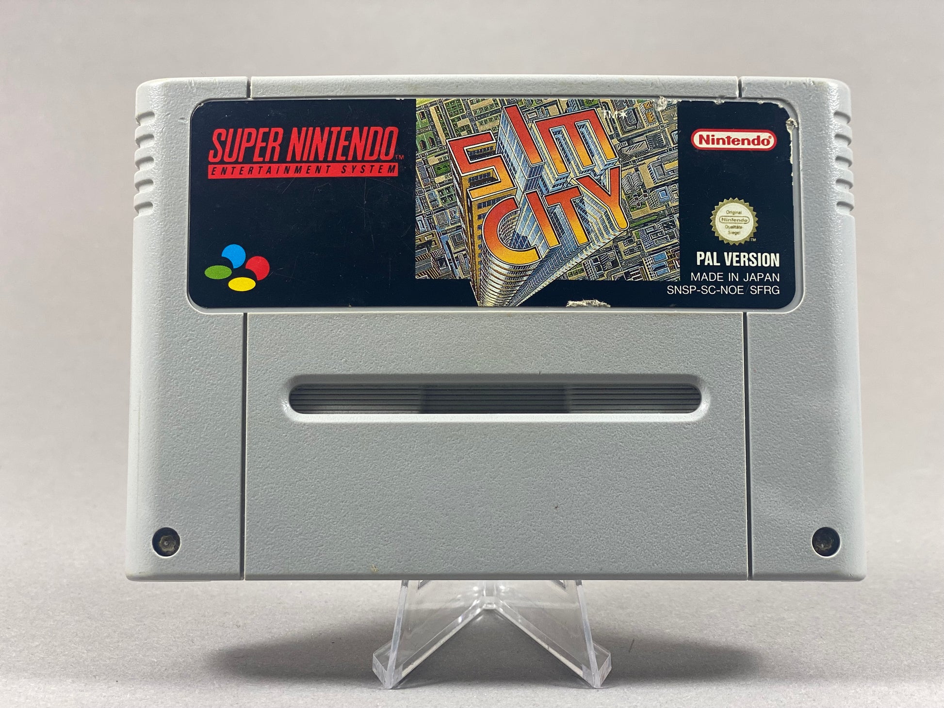 Super Nintendo Videospiel Sim City Modul von vorne