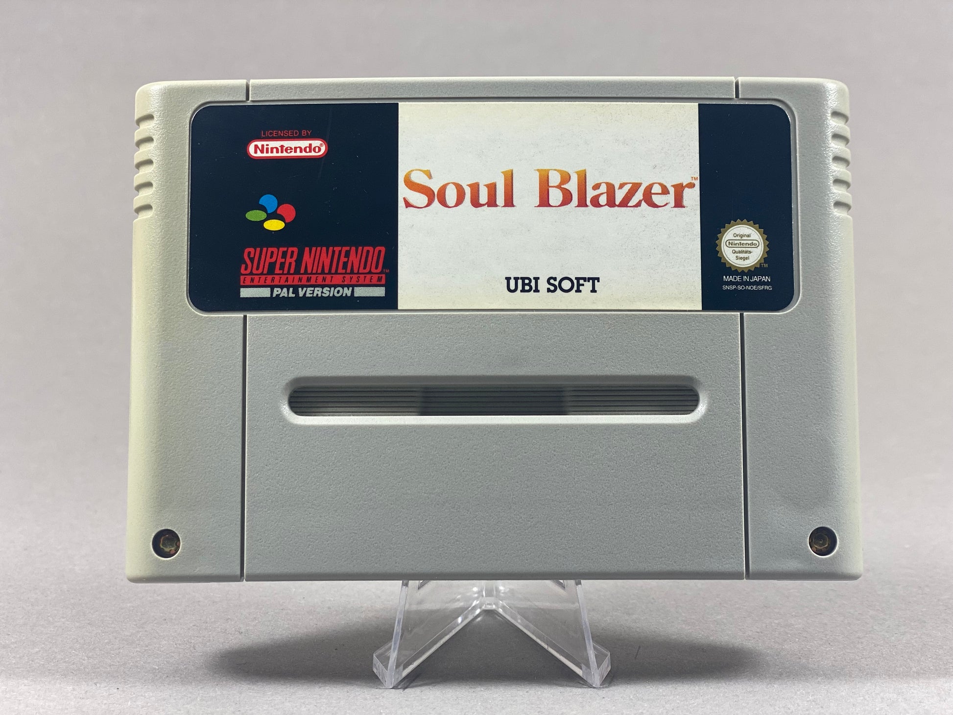Super Nintendo Videospiel Soul Blazer Modul von vorne