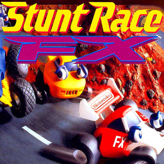 Super Nintendo Videospiel Stunt Racer FX Modul von vorne