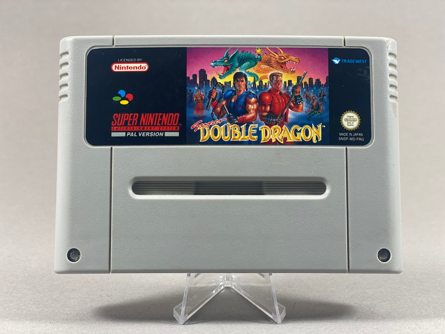 Super Nintendo Videospiel Super Double Dragon Modul von vorne