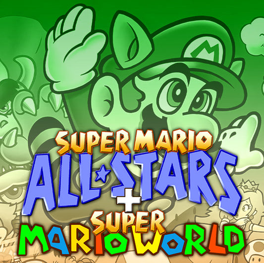 Super Nintendo Videospiel Super Mario All-Stars und Super Mario World Modul von vorne