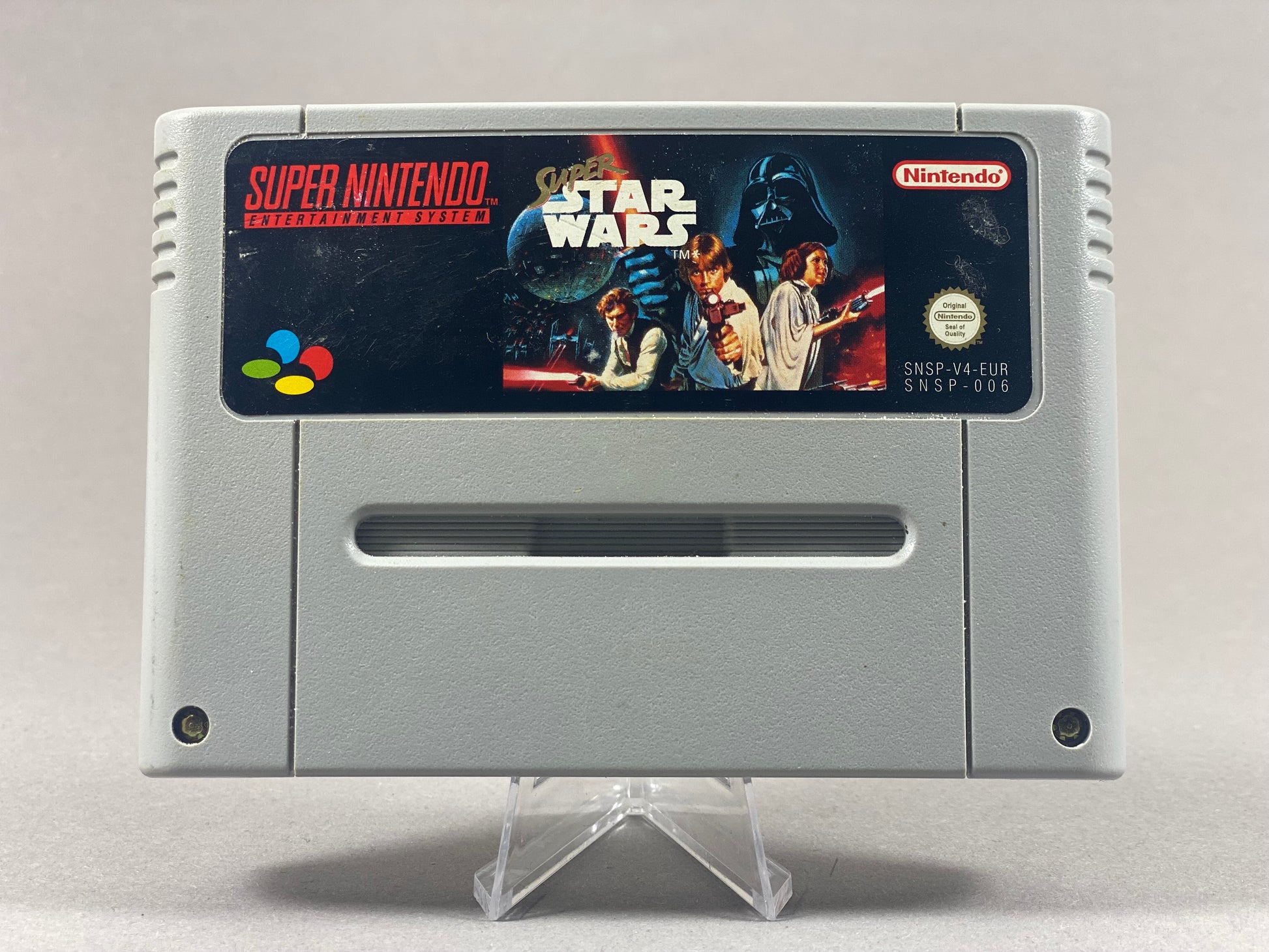 Super Nintendo Videospiel Super Star Wars Modul von vorne