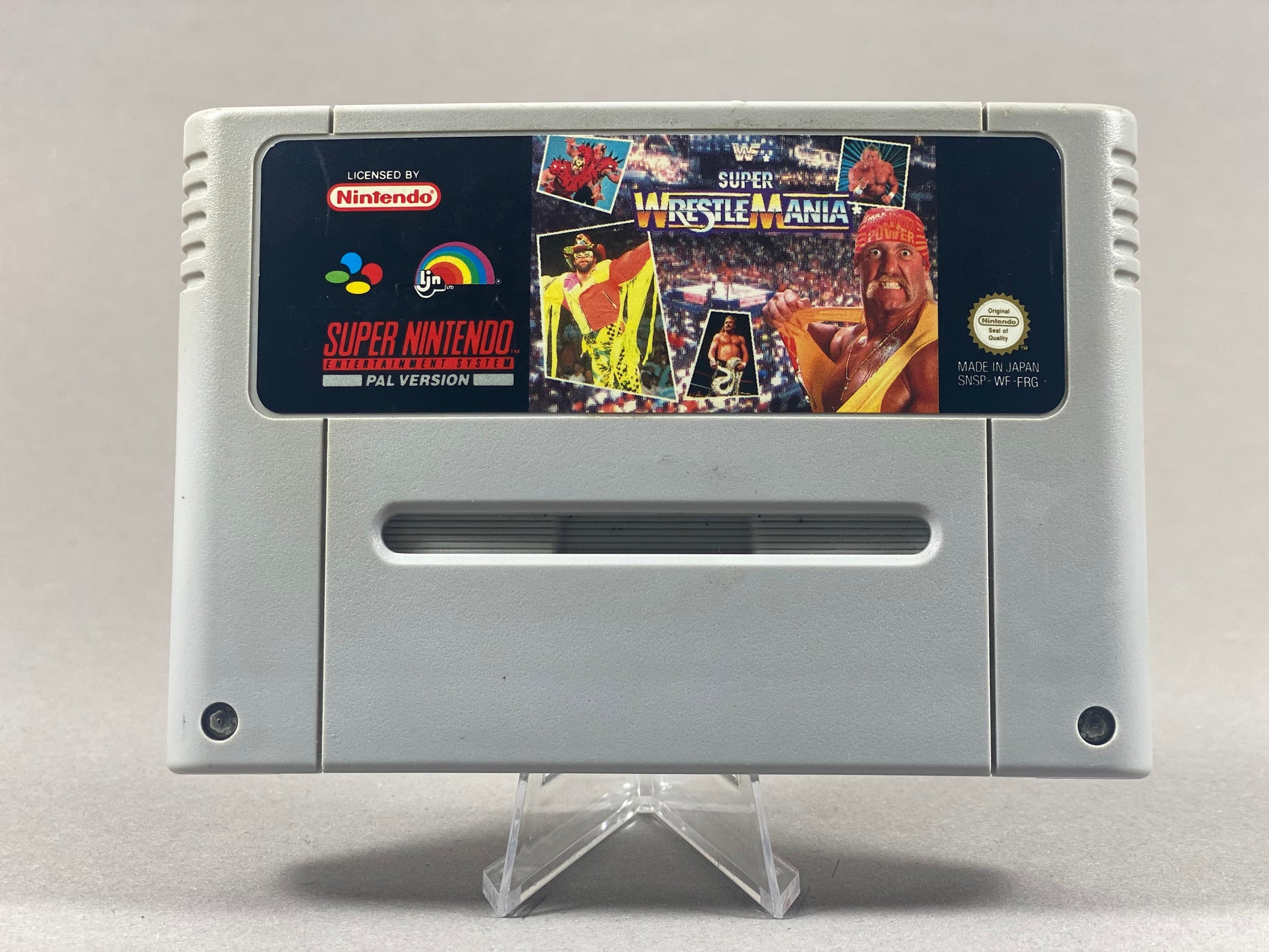 Super Nintendo Videospiel WWF Super WrestleMania Modul von vorne