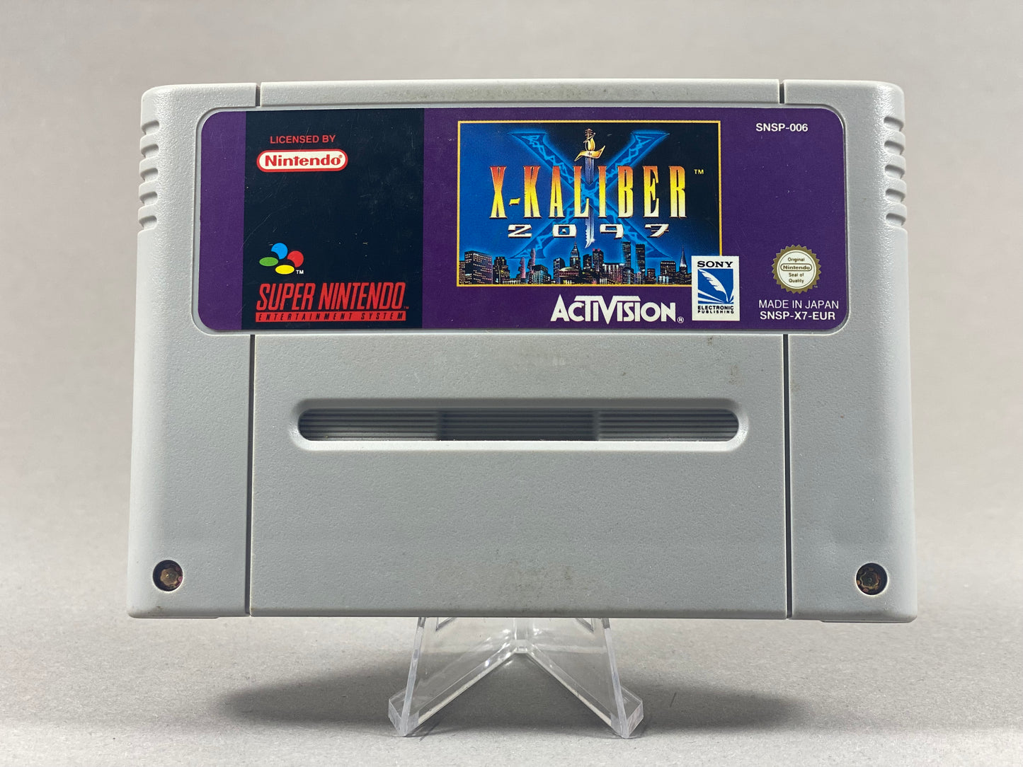Super Nintendo Videospiel X-Kaliber 2097 Modul von vorne