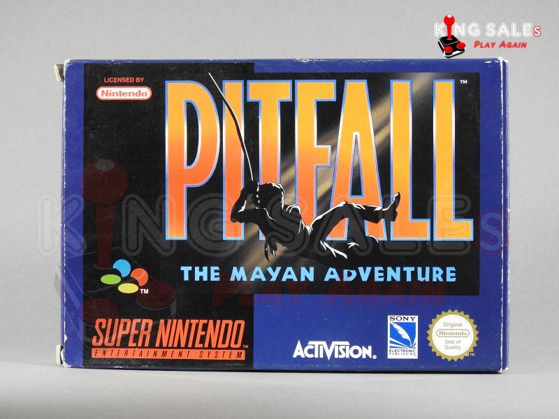 Super Nintendo Videospiel Pitfall in Originalverpackung von vorne