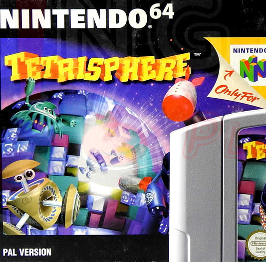 Nintendo 64  Videospiel Tetrisphere Originalverpackung von vorne mit Anleitung und Modul