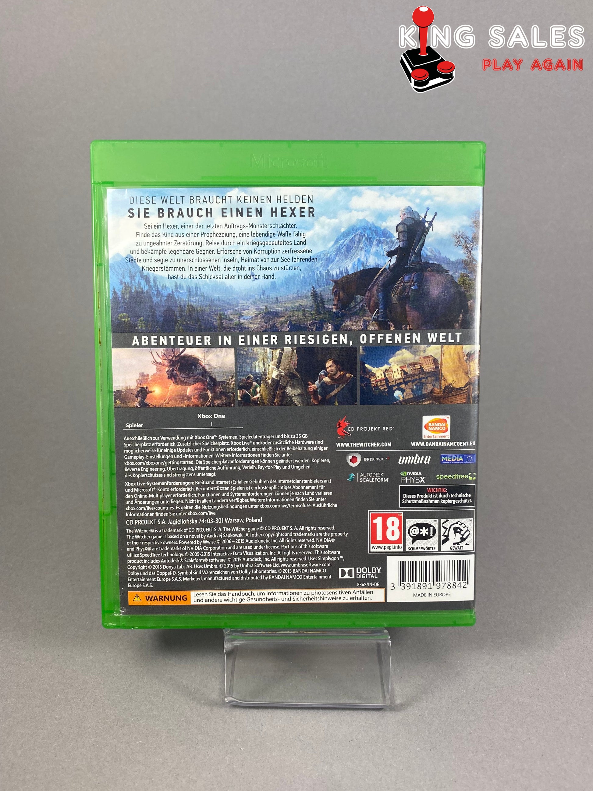 Xbox One Videospiel The Witcher 3 Wild Hunt Cover von hinten