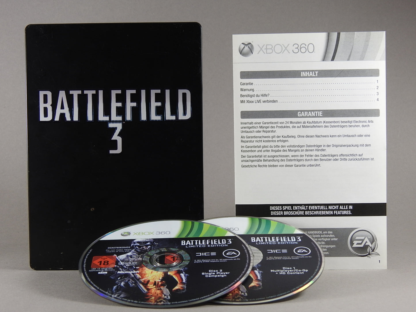 Xbox 360 Videospiel Battlefield 3 Steelbook Hülle mit Anleitung und Disc