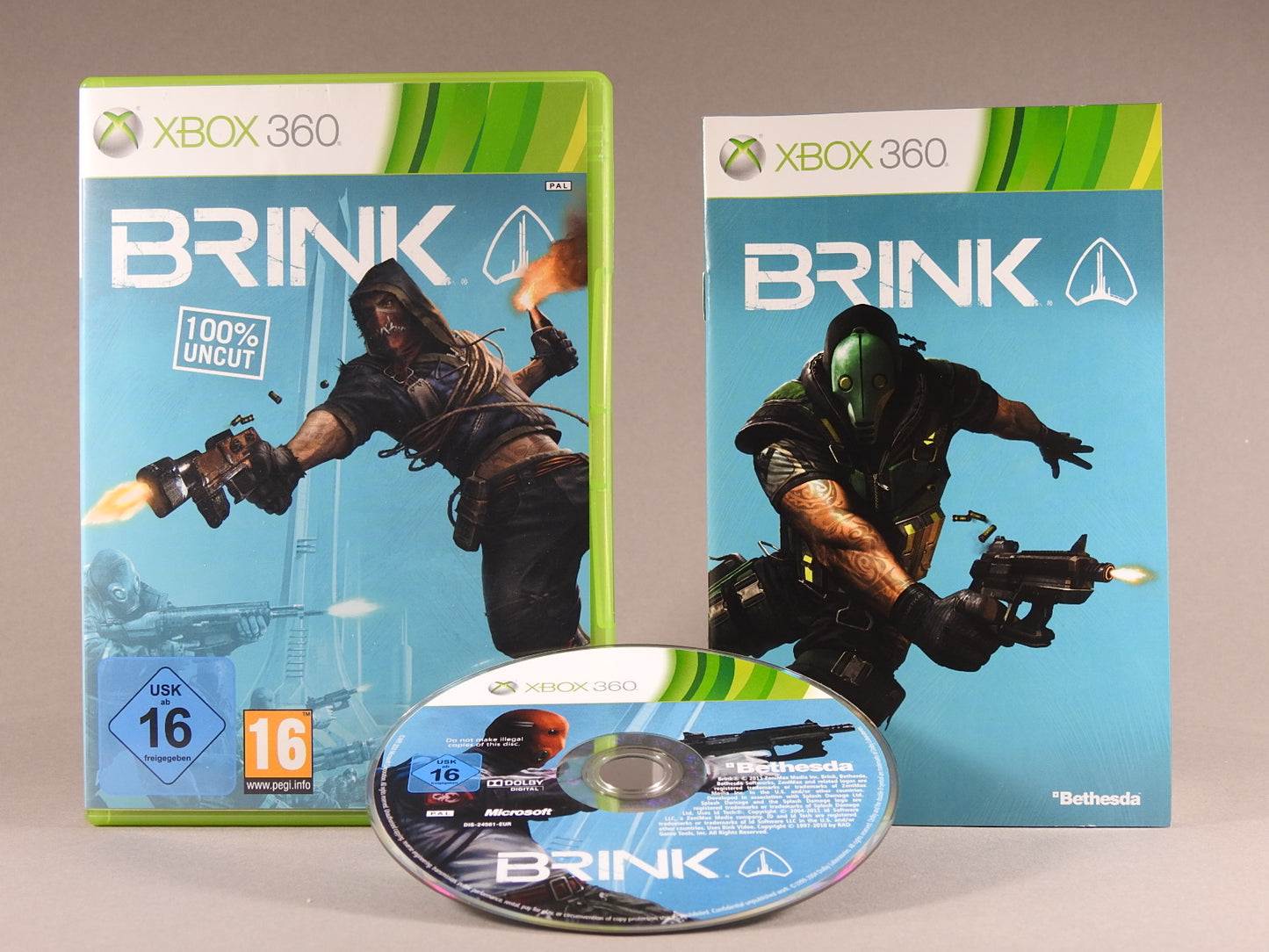 Xbox 360 Videospiel Brink Hülle mit Anleitung und Disc