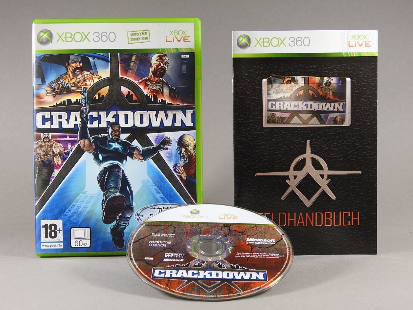 Xbox 360 Videospiel Crackdown Hülle mit Anleitung und Disc