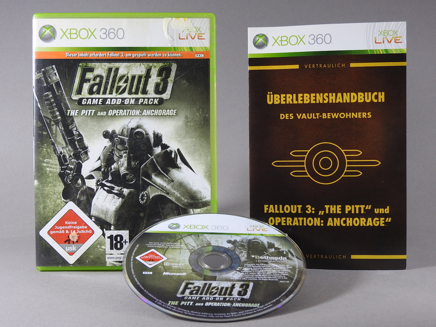 Xbox 360 Videospiel Fallout 3 Game Add-On Pack Hülle mit Anleitung und Disc