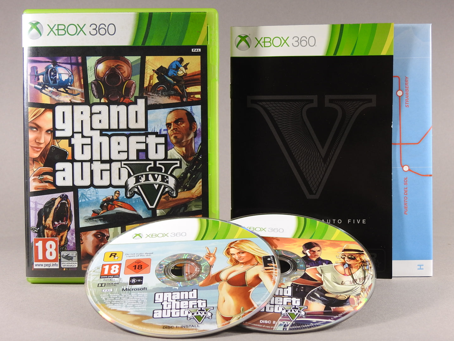 Xbox 360 Videospiel Grand Theft Auto 5 Hülle mit Anleitung und Disc