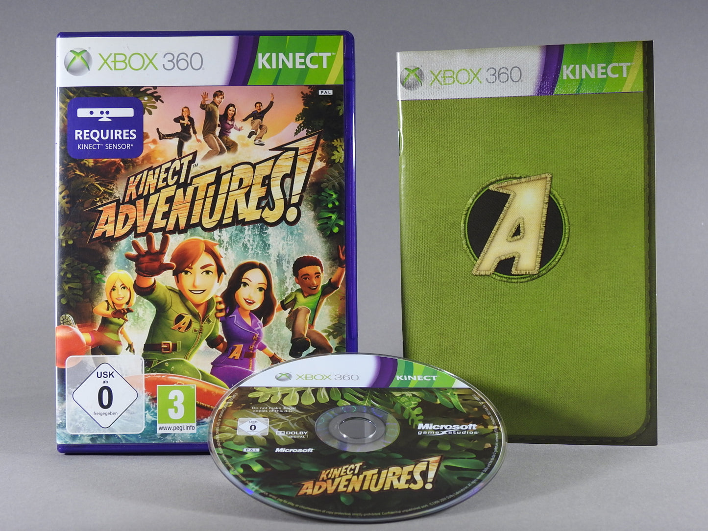 Xbox 360 Videospiel Kinect Adventures Hülle mit Anleitung und Disc