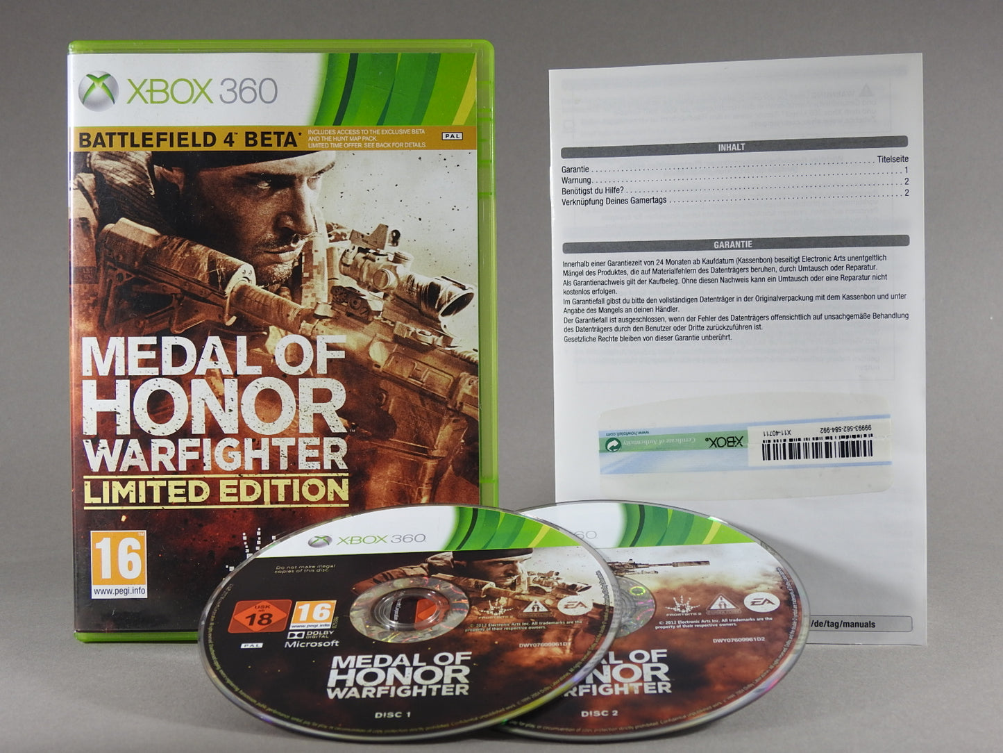 Xbox 360 Videospiel Medal of Honor Warfighter Hülle mit Anleitung und Disc