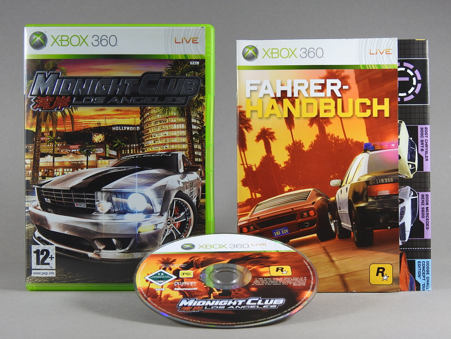 Xbox 360 Videospiel Midnight Club Los Angeles Hülle mit Anleitung und Disc