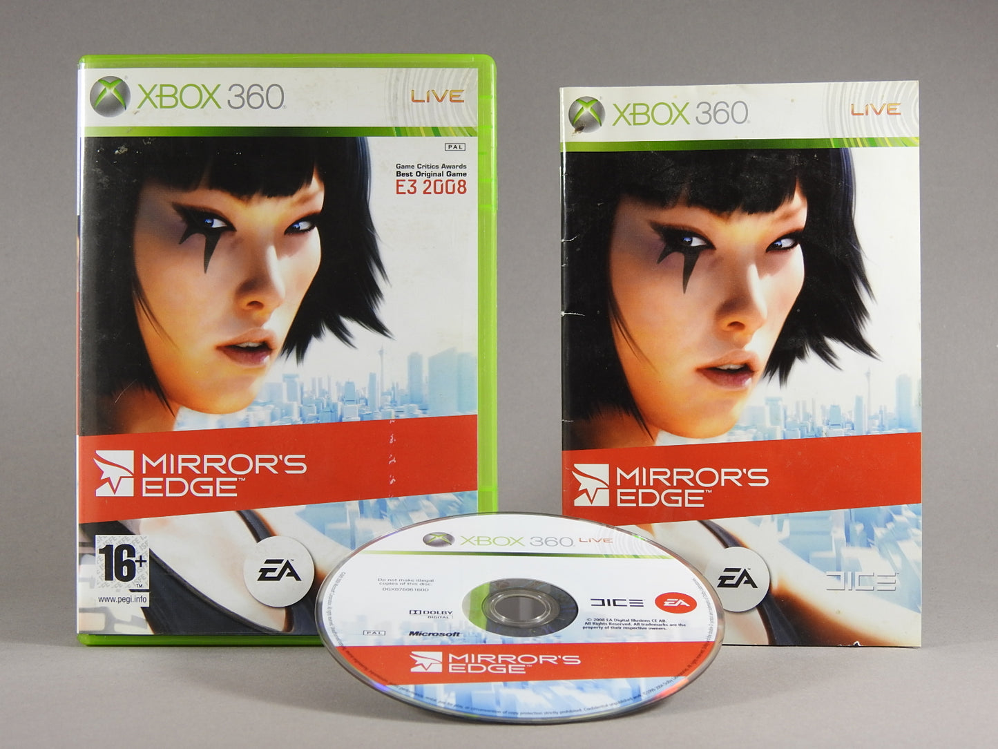 Xbox 360 Videospiel Mirrors Edge Hülle mit Anleitung und Disc