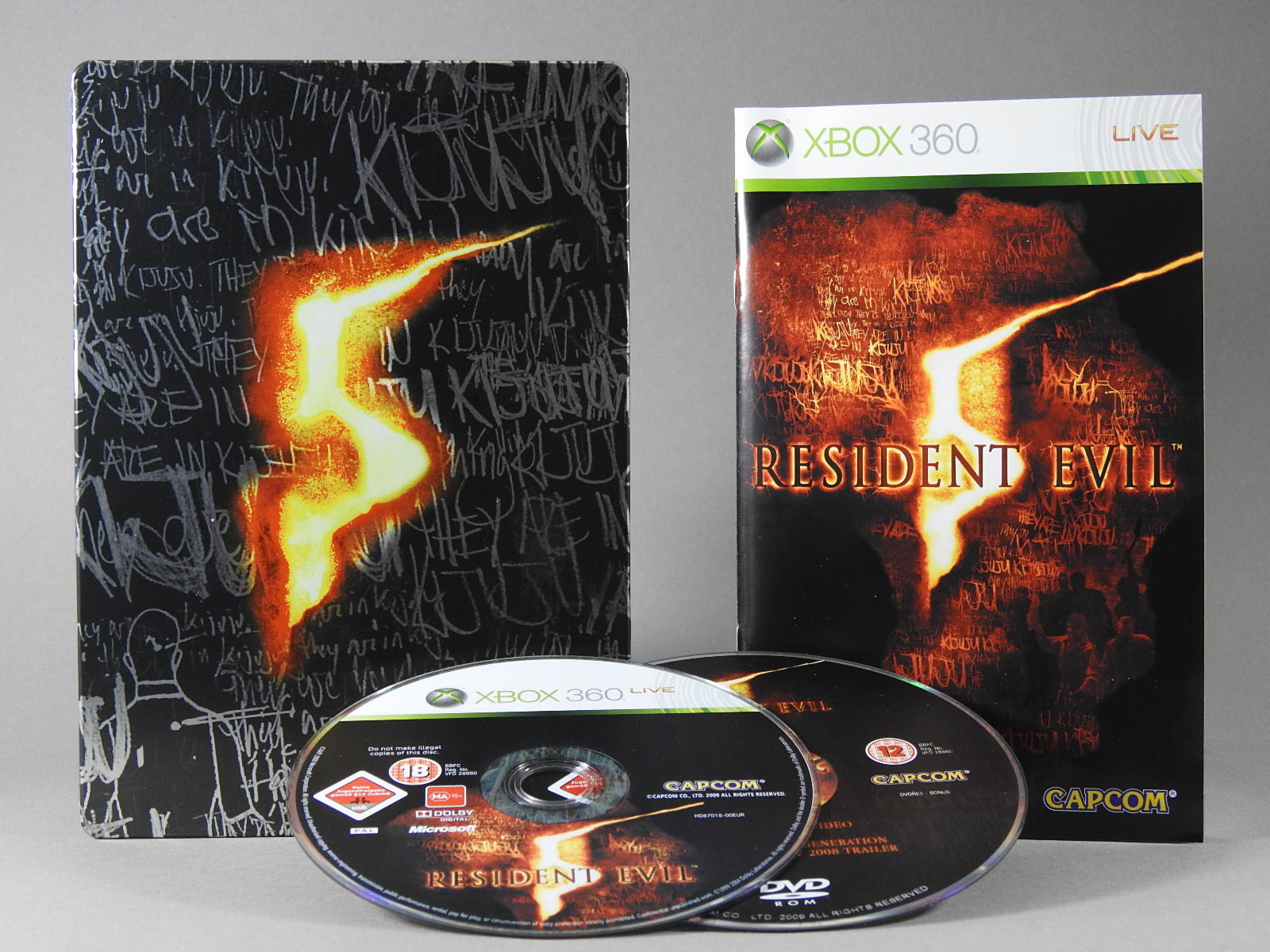 Xbox 360 Videospiel Resident Evil 5 Steelbook Hülle mit Anleitung und Disc