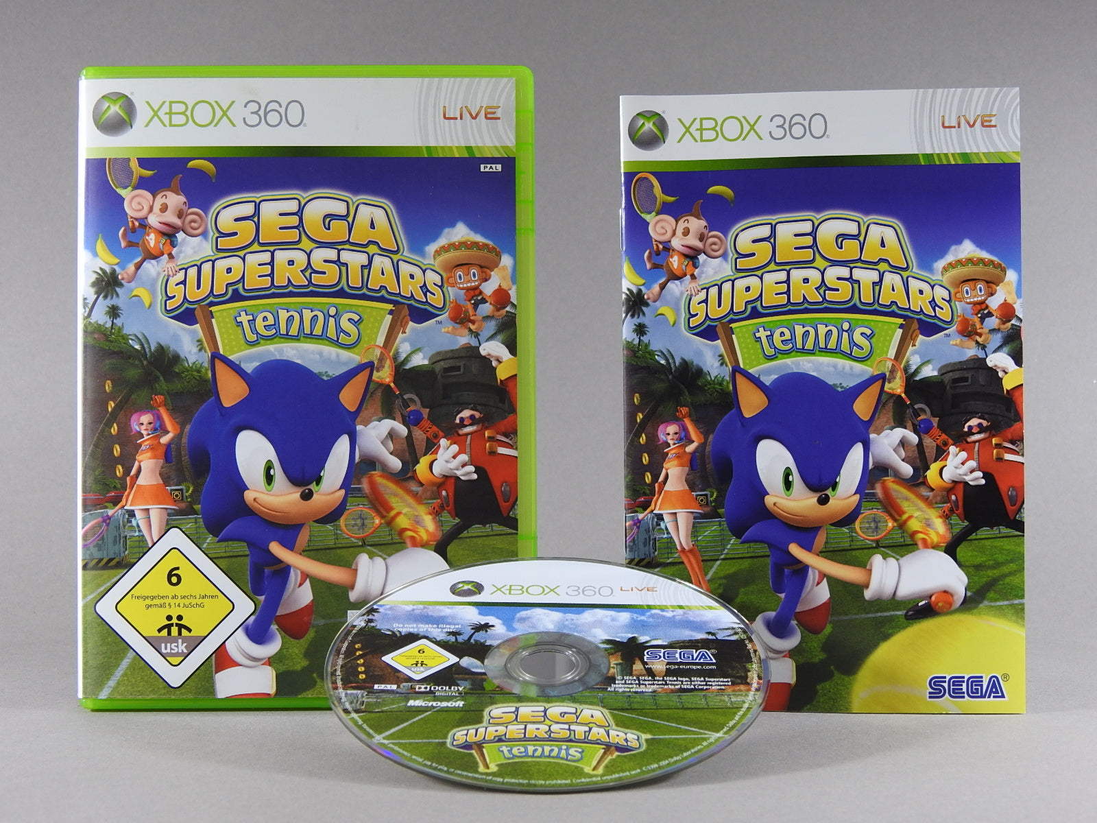 Xbox 360 Videospiel Sega Superstar Tennis Hülle mit Anleitung und Disc