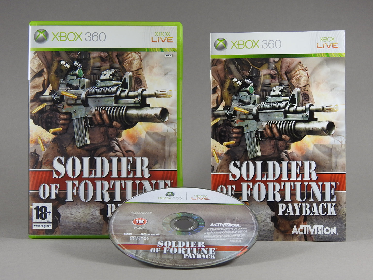 Xbox 360 Videospiel Soldier of Fortune Payback Hülle mit Anleitung und Disc