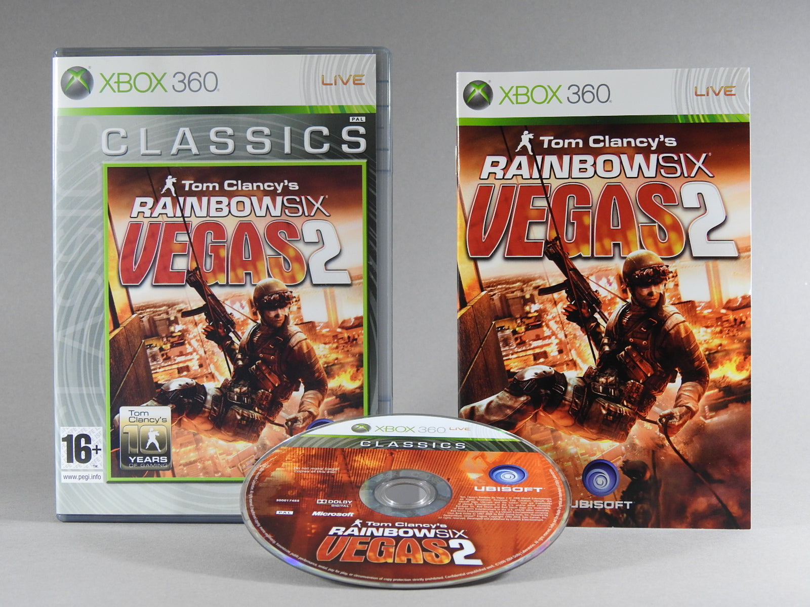 Xbox 360 Videospiel Tom Clancys Rainbow Six Vegas 2 Hülle mit Anleitung und Disc