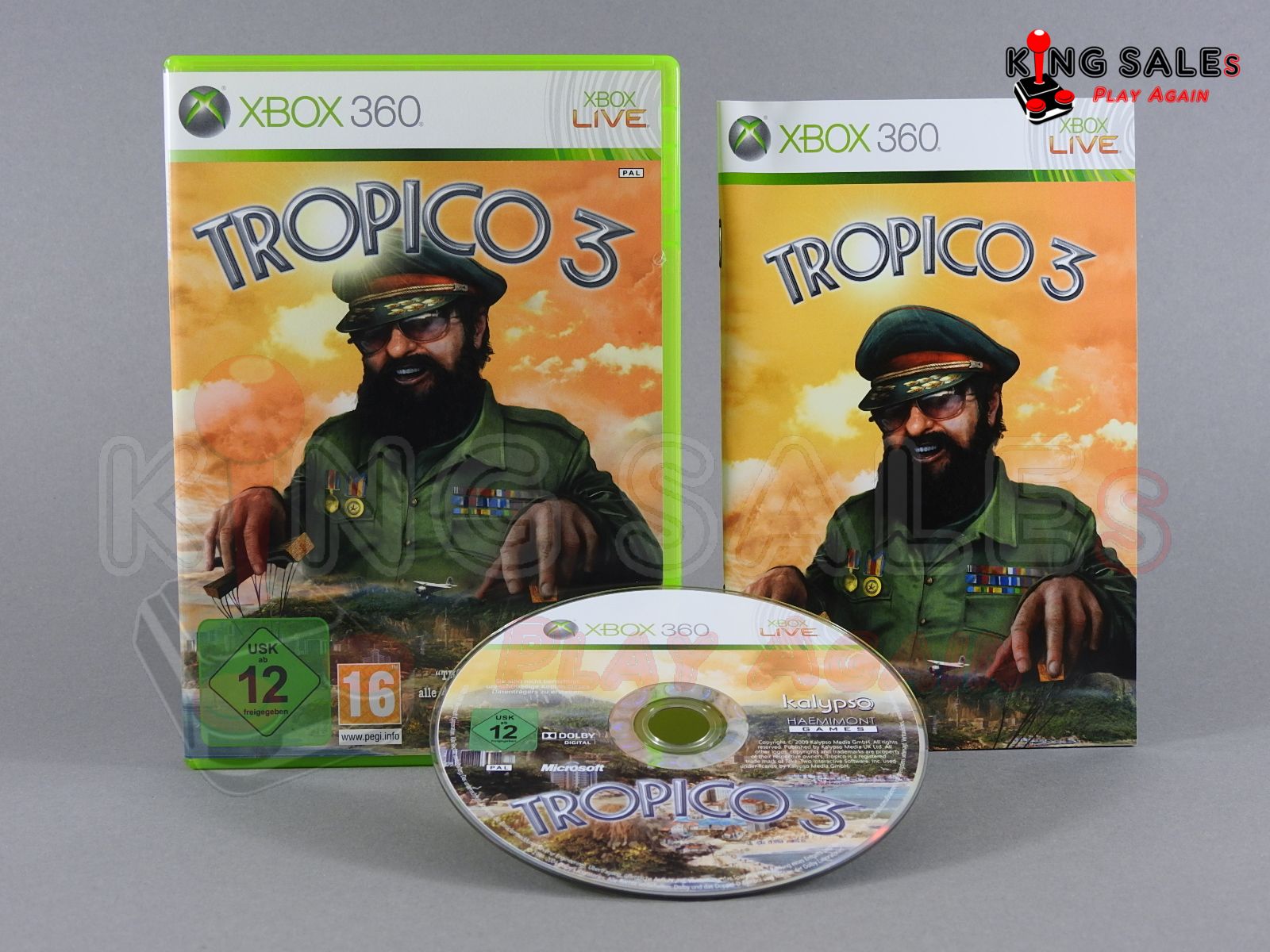 Xbox 360 Videospiel Tropico 3 Hülle mit Anleitung und Disc