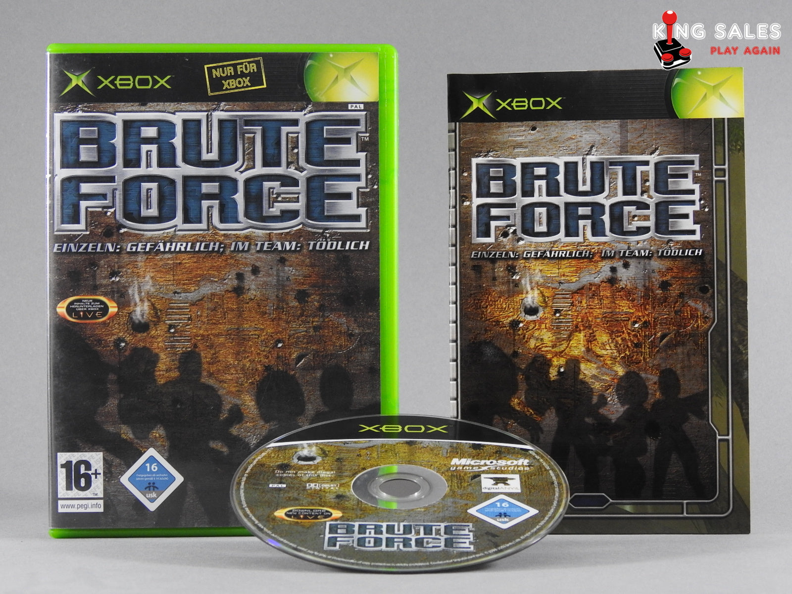 Xbox Videospiel Brute Force Hülle mit Anleitung und Disc