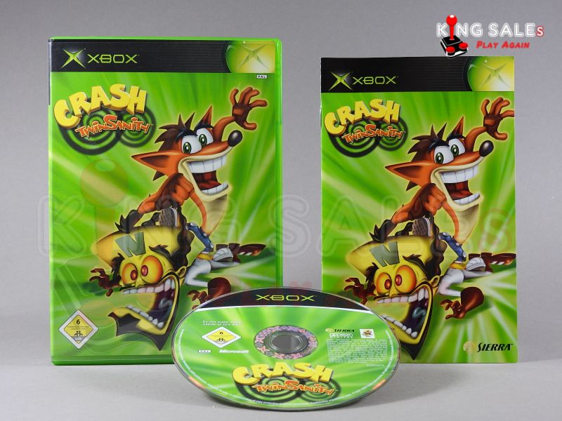 Xbox Videospiel Crash Bandicoot Twinsanity Hülle mit Anleitung und Disc