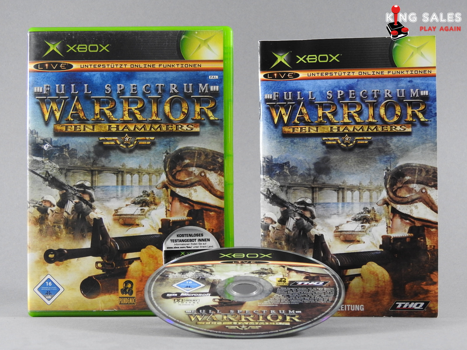 Xbox Videospiel Full Spectrum Warriors Ten Hammers Hülle mit Anleitung und Disc