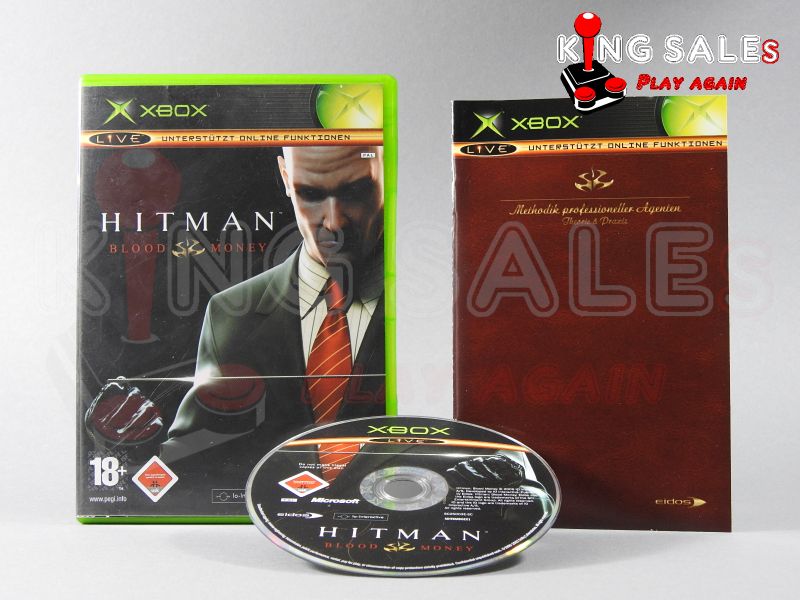 Xbox Videospiel Hitman Blood Money Hülle mit Anleitung und Disc