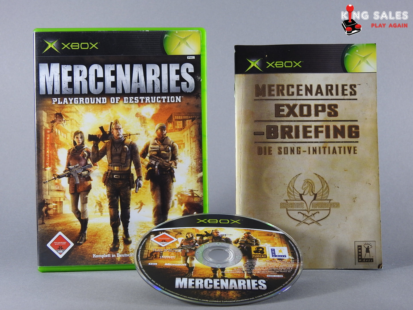 Xbox Videospiel Mercenaries Playground of Destruction Hülle mit Anleitung und Disc