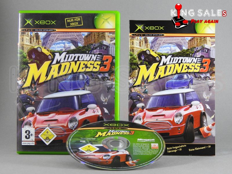 Xbox Videospiel Midtown Madness 3 Hülle mit Anleitung und Disc