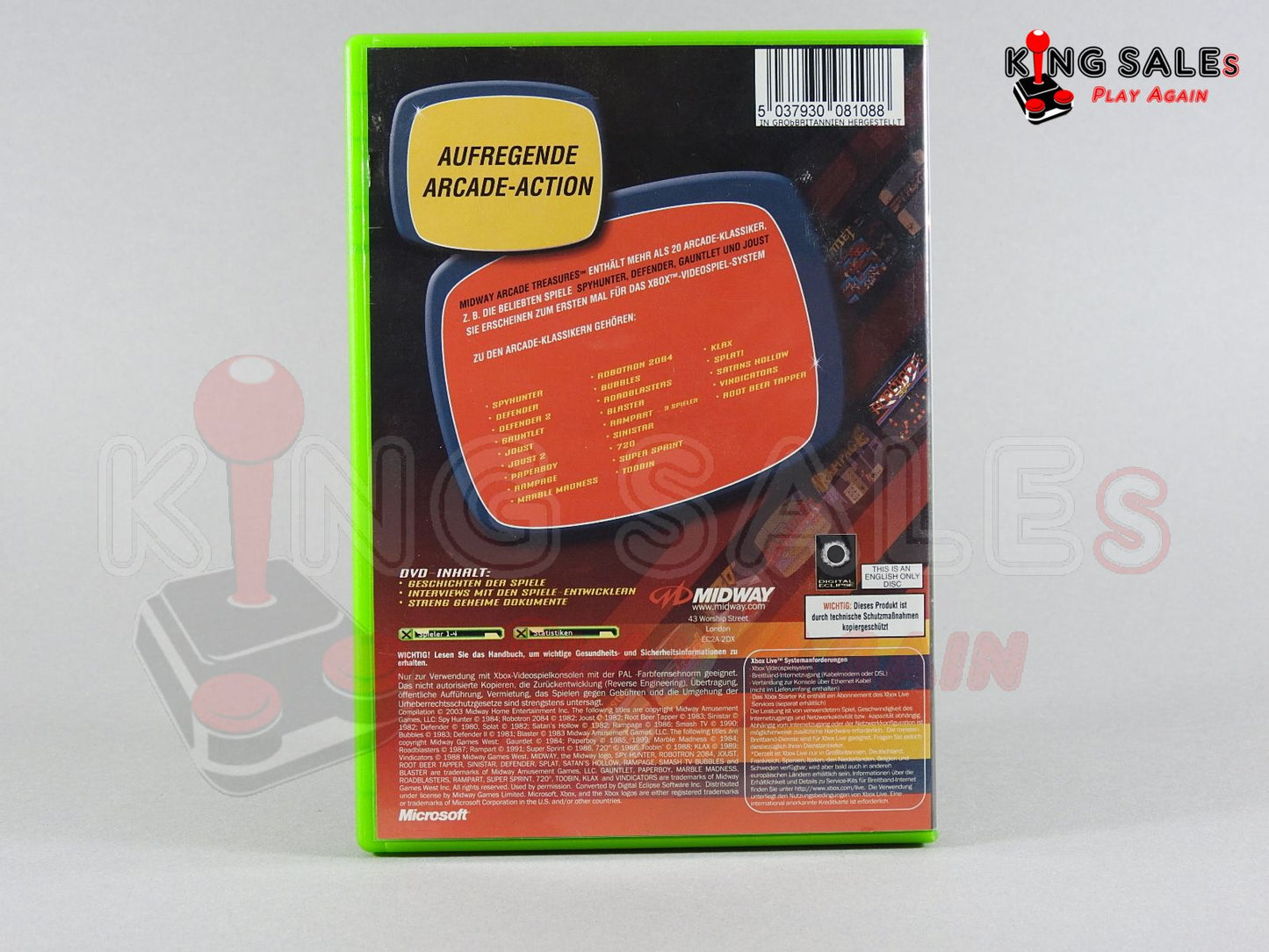 Xbox Videospiel Midway Arcade Treasures Cover von hinten