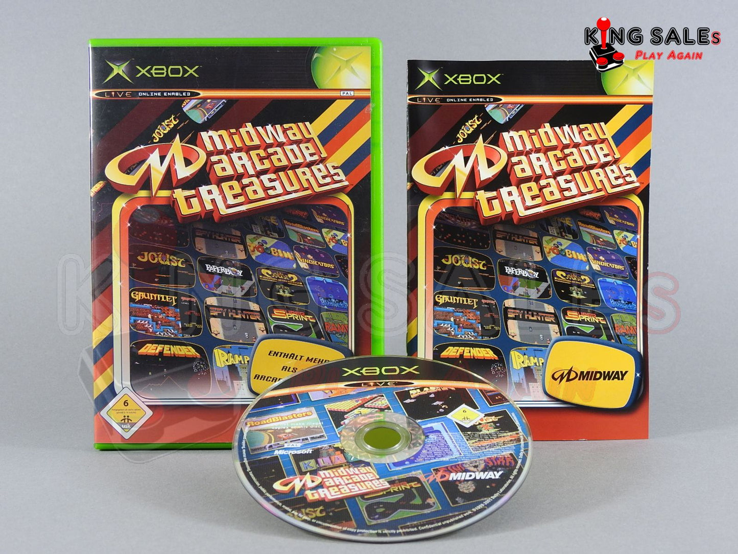 Xbox Videospiel Midway Arcade Treasures Hülle mit Anleitung und Disc