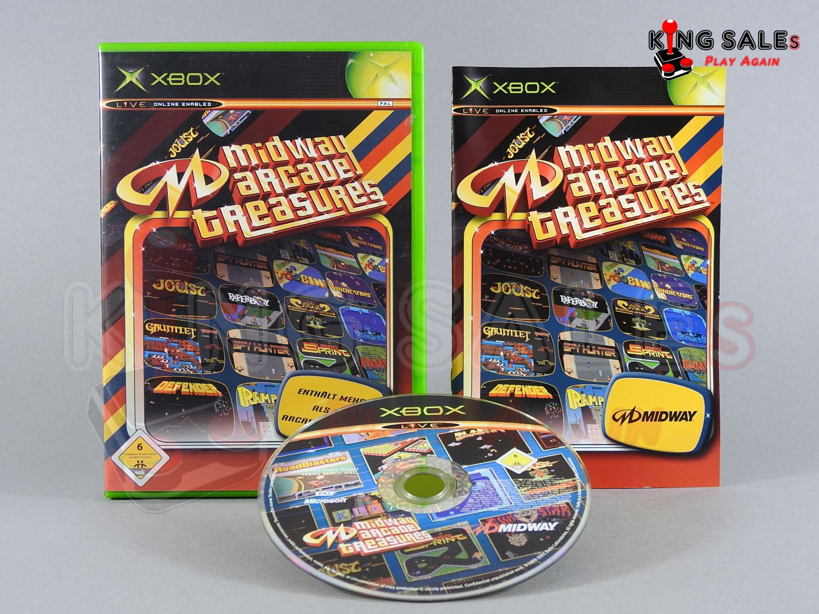 Xbox Videospiel Midway Arcade Treasures Hülle mit Anleitung und Disc