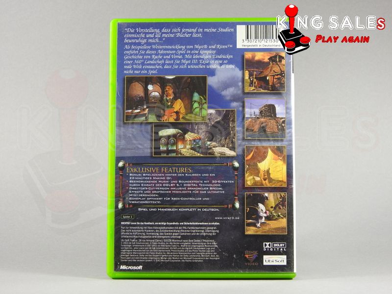 Xbox Videospiel Myst III Exile Cover von hinten