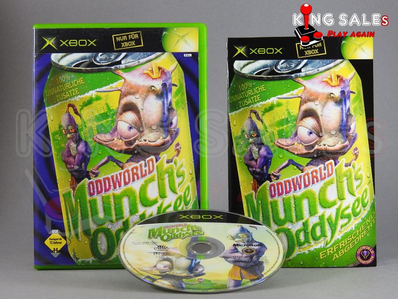 Xbox Videospiel Oddworld Munchs Oddysee Hülle mit Anleitung und Disc