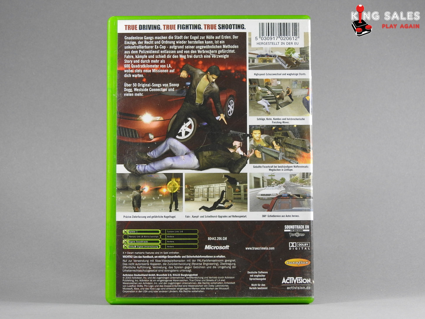 Xbox Videospiel True Crime Streets of LA Cover von hinten